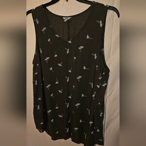 Sonoma Black Tank Top with White Floral Design